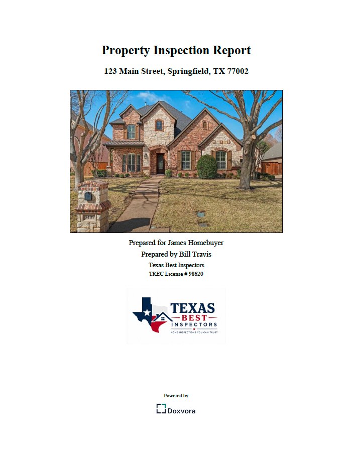 Property Inspection Report cover page