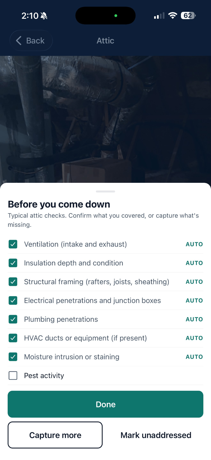Before you come down - attic coverage check
