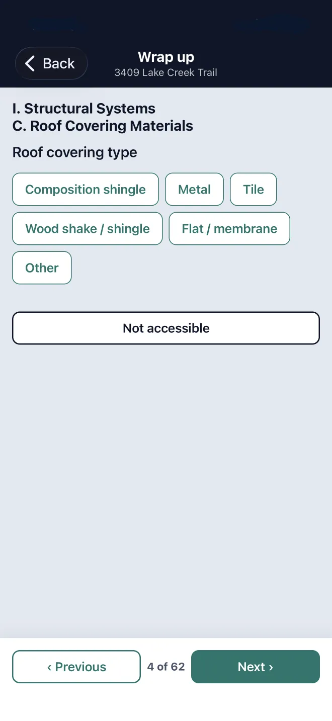 Wrap up, roof covering type